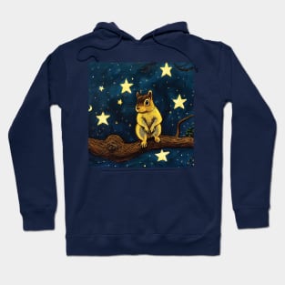 Cute Squirrel at Night with Stars Hoodie